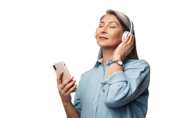 Uma mulher ouvindo música